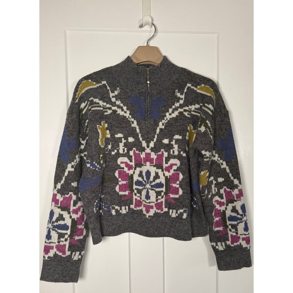 Current Air Anthropologie Sweater Jacquard Zip Long Slv Size‎ LRG